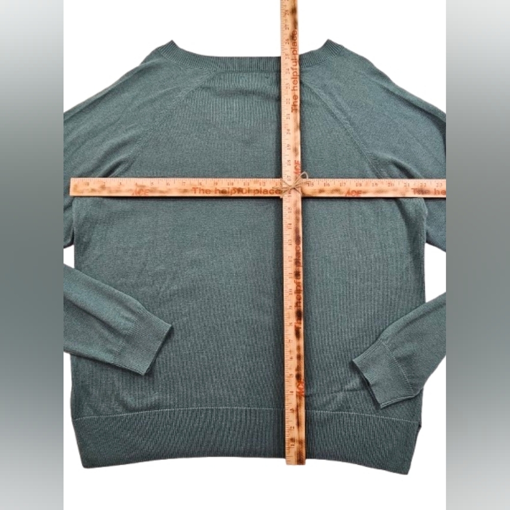 NEW Lucky Brand V Neck Ribbed Womens M Green Sea Pine Sweater Soft Cozy Pullover - Picture 7 of 10